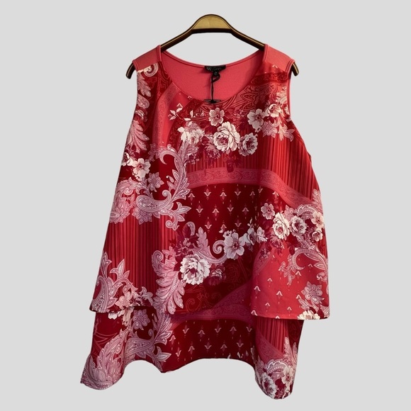 Diane Gilman Women's Tank Top 2XL Pink Layered - Picture 1 of 14